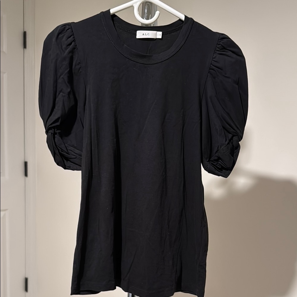 A.L.C. Black Puff Sleeve Top